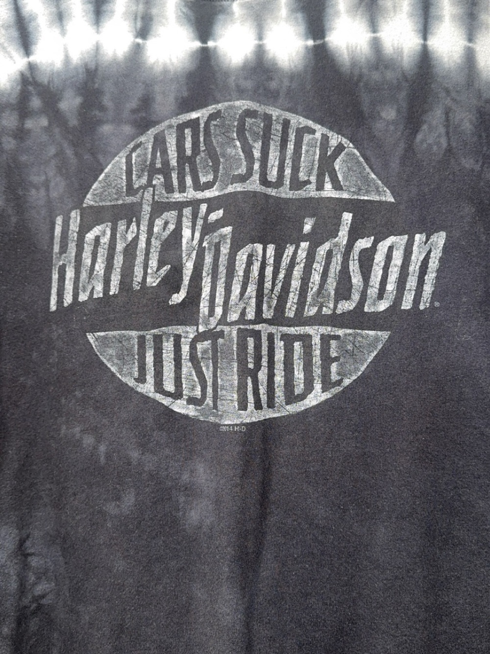 Harley-Davidson Black & Gray Tie-Dye Long Sleeve Shirt with Faded Logo